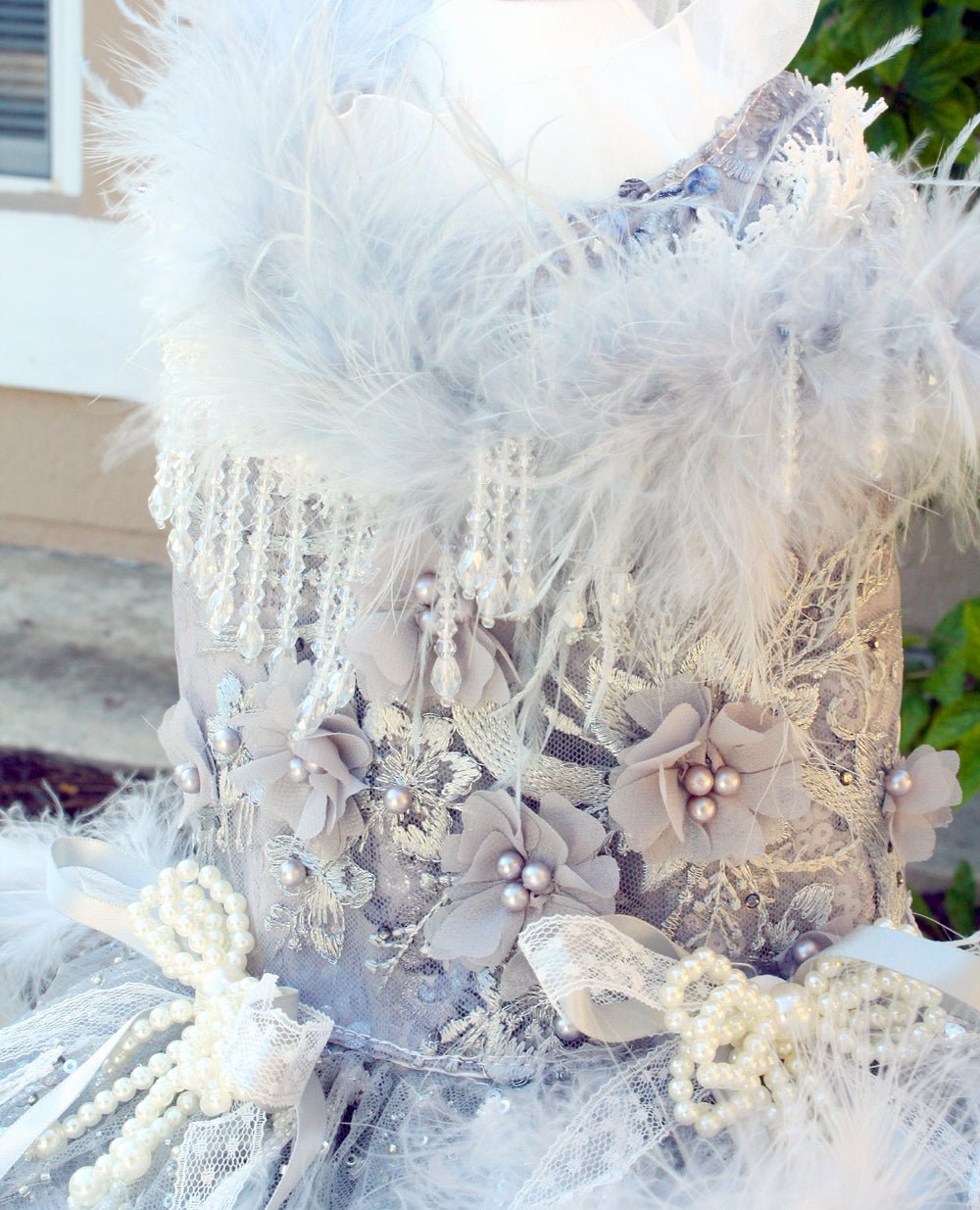 Ivory Swan Feather Bridal Dog Gown | Luxury Dog Wedding Dress | Stella & Bone - Stella & Bone