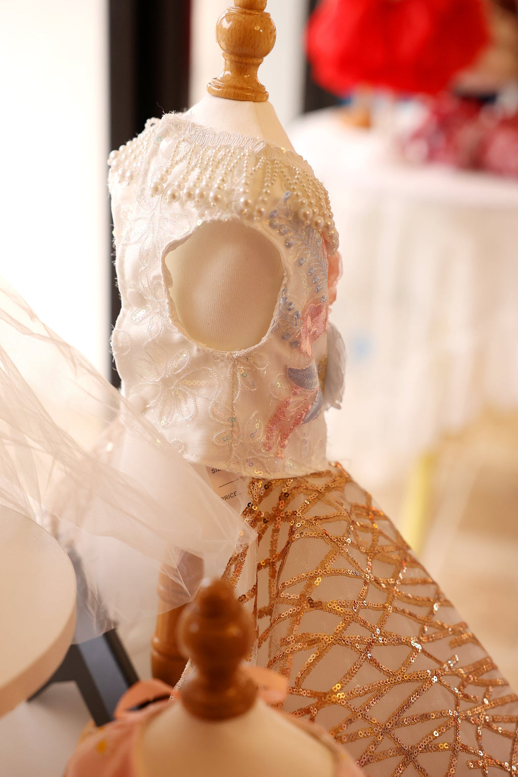 L'Aurore | Gold & Blue Pearl Princess Dog Gown | Stella & Bone