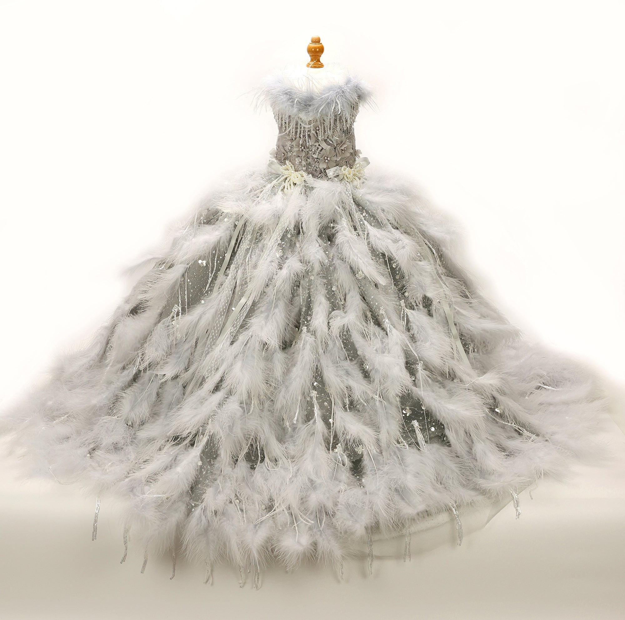 Ivory Swan Feather Bridal Dog Gown | Luxury Dog Wedding Dress | Stella & Bone - Stella & Bone