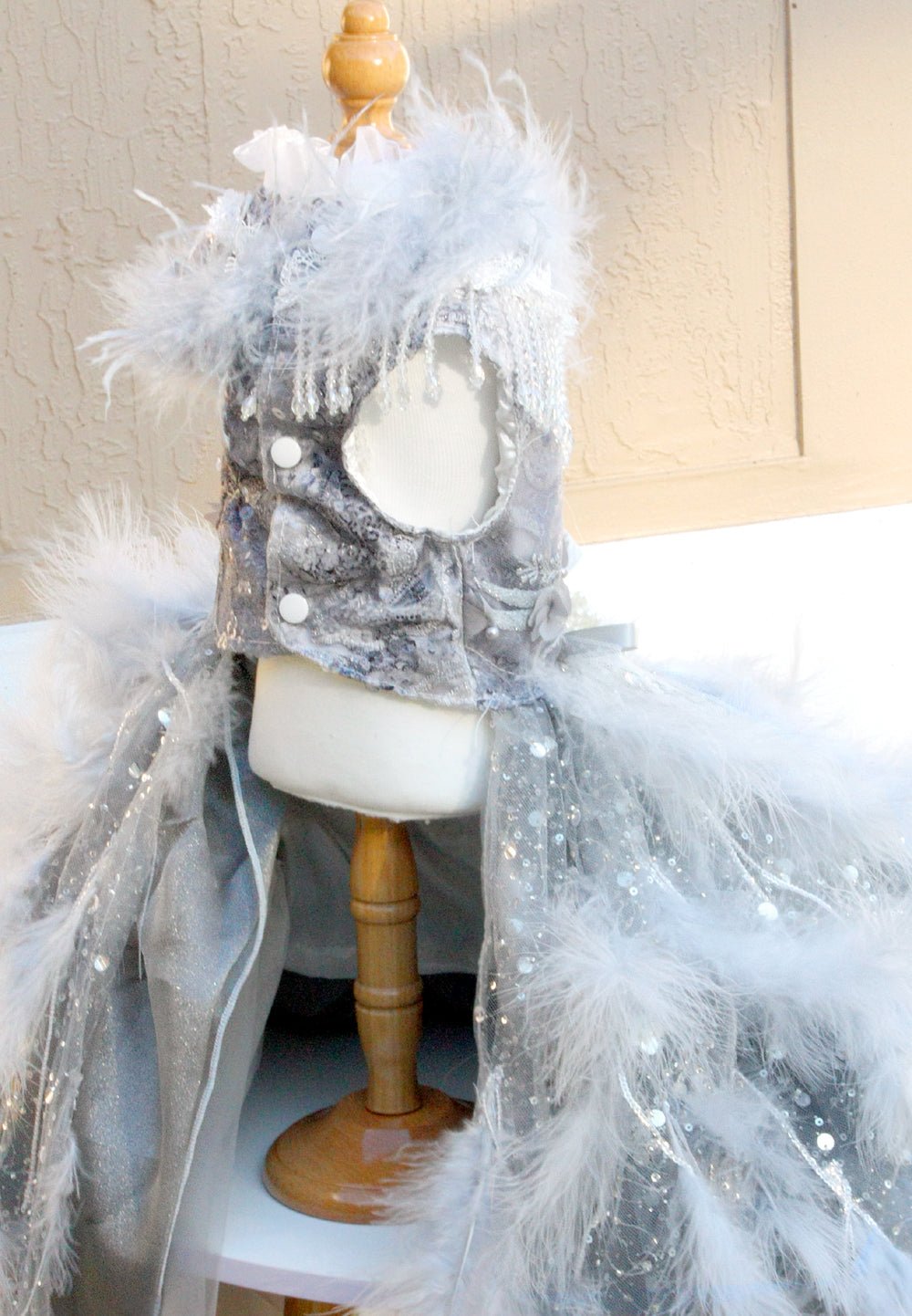 Ivory Swan Feather Bridal Dog Gown | Luxury Dog Wedding Dress | Stella & Bone - Stella & Bone