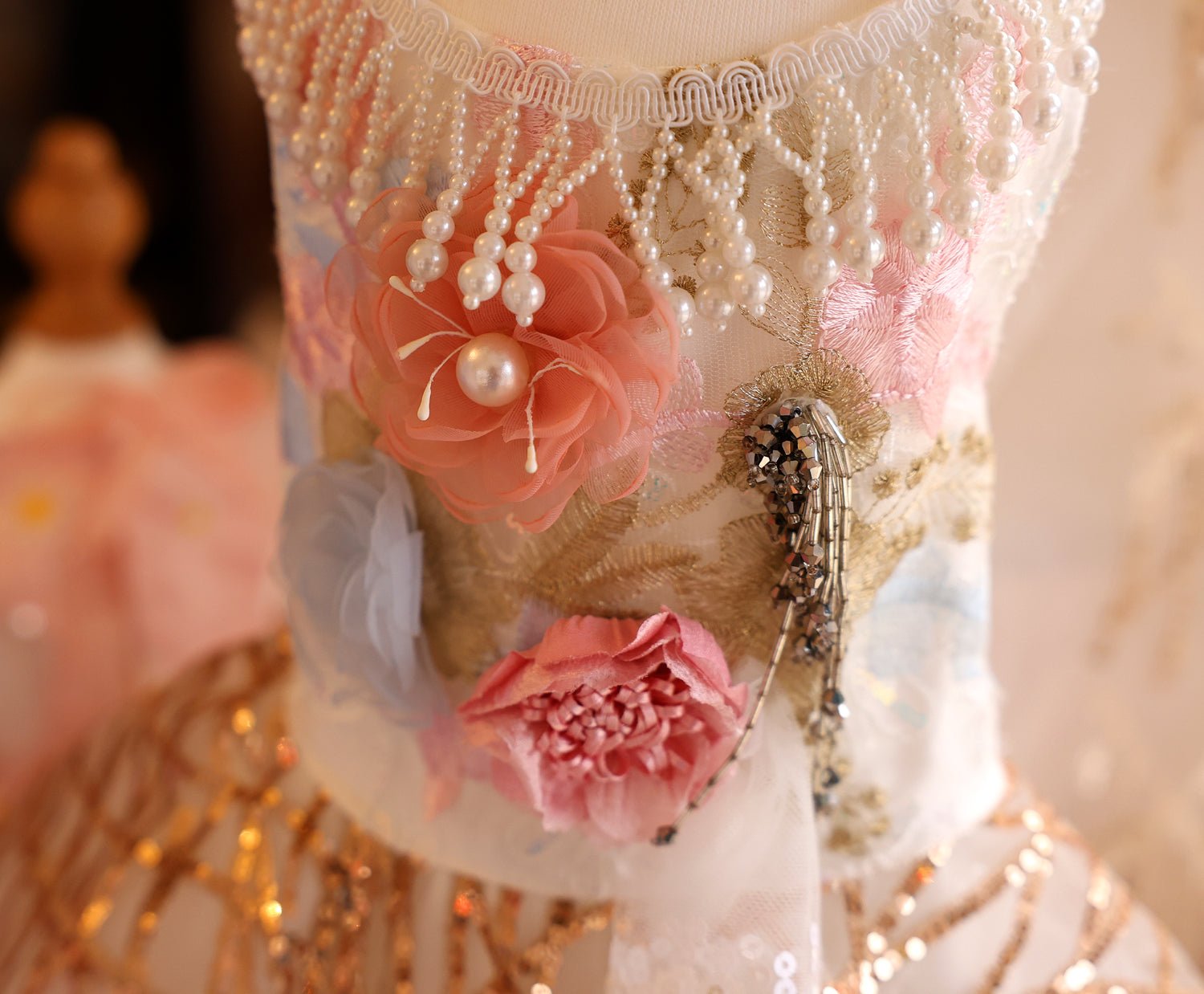 L'Aurore | Gold & Blue Pearl Princess Dog Gown | Stella & Bone