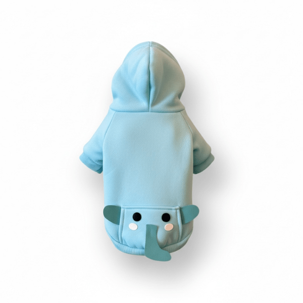 Elephant Dreams Hoodie for dogs flat lay in light blue | Stella & Bone