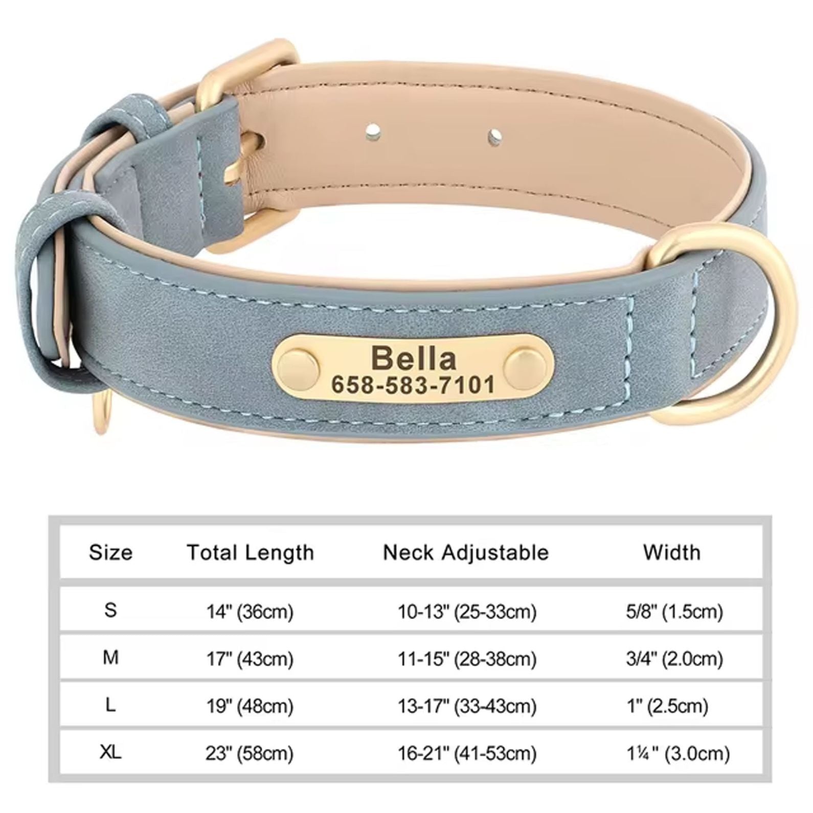 Personalized Dog Collar | Custom Engraved PU Leather | 4 Designs & 5 Sizes | Stella & Bone - Stella & Bone