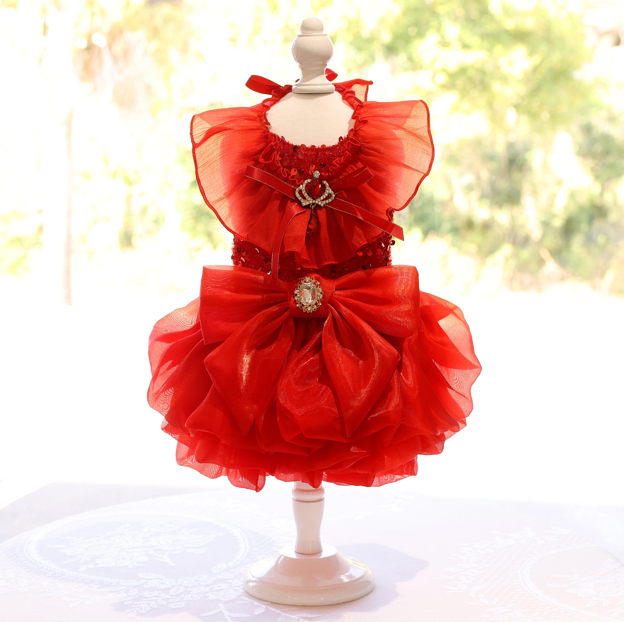 Crimson Ballgown Dog Dress | Layered Tulle Skirt | Stella & Bone