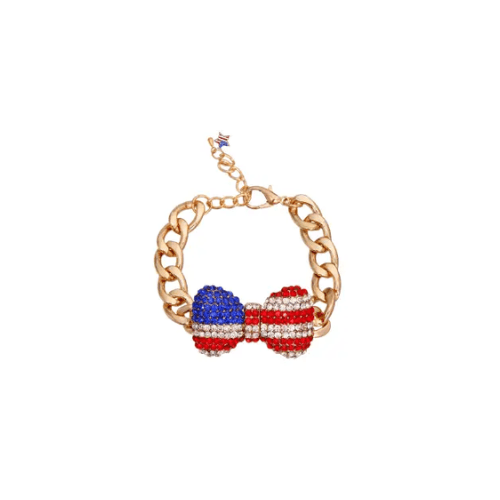 Patriotic Bow Dog Necklace | Red White & Blue | Stella & Bone - Stella & Bone