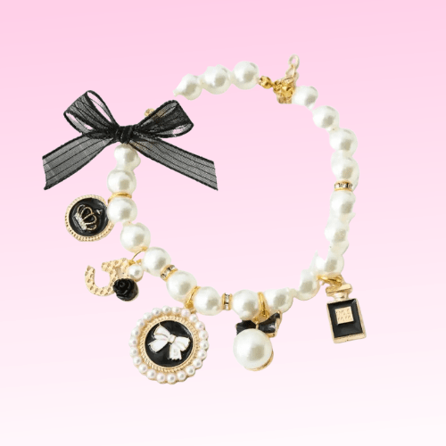 Pearls & Bow Charm Pet Necklace | Dogs & Cats | Stella & Bone - Stella & Bone