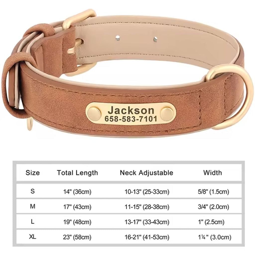 Personalized Dog Collar | Custom Engraved PU Leather | 4 Designs & 5 Sizes | Stella & Bone - Stella & Bone