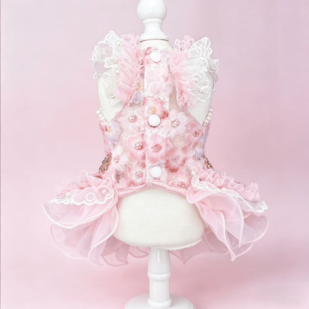 Pink Blossom Floral Princess Dress | Luxury Dog Clothing | Stella & Bone - Stella & Bone