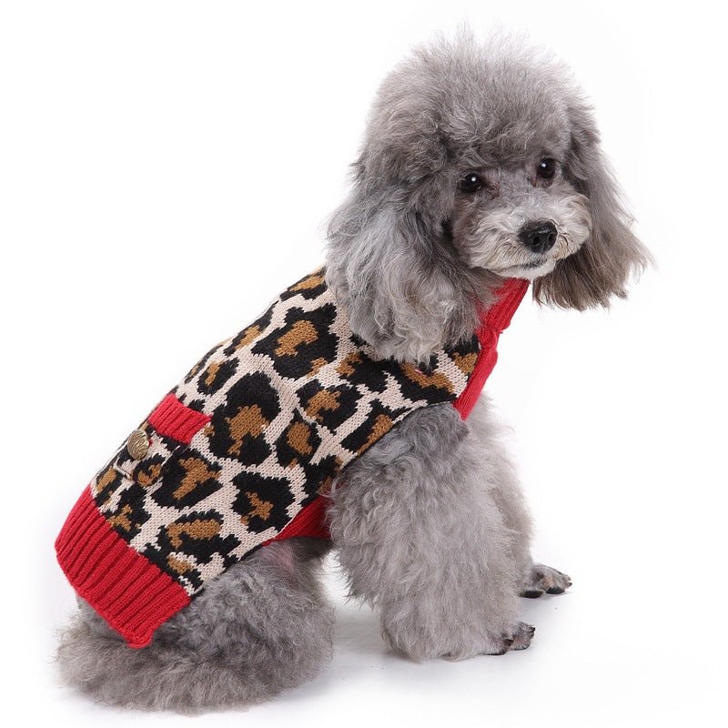 Leopard Knit Turtleneck Pet Sweater | Red Rib | Stella & Bone - Stella & Bone