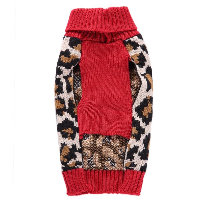 Leopard Knit Turtleneck Pet Sweater | Red Rib | Stella & Bone - Stella & Bone