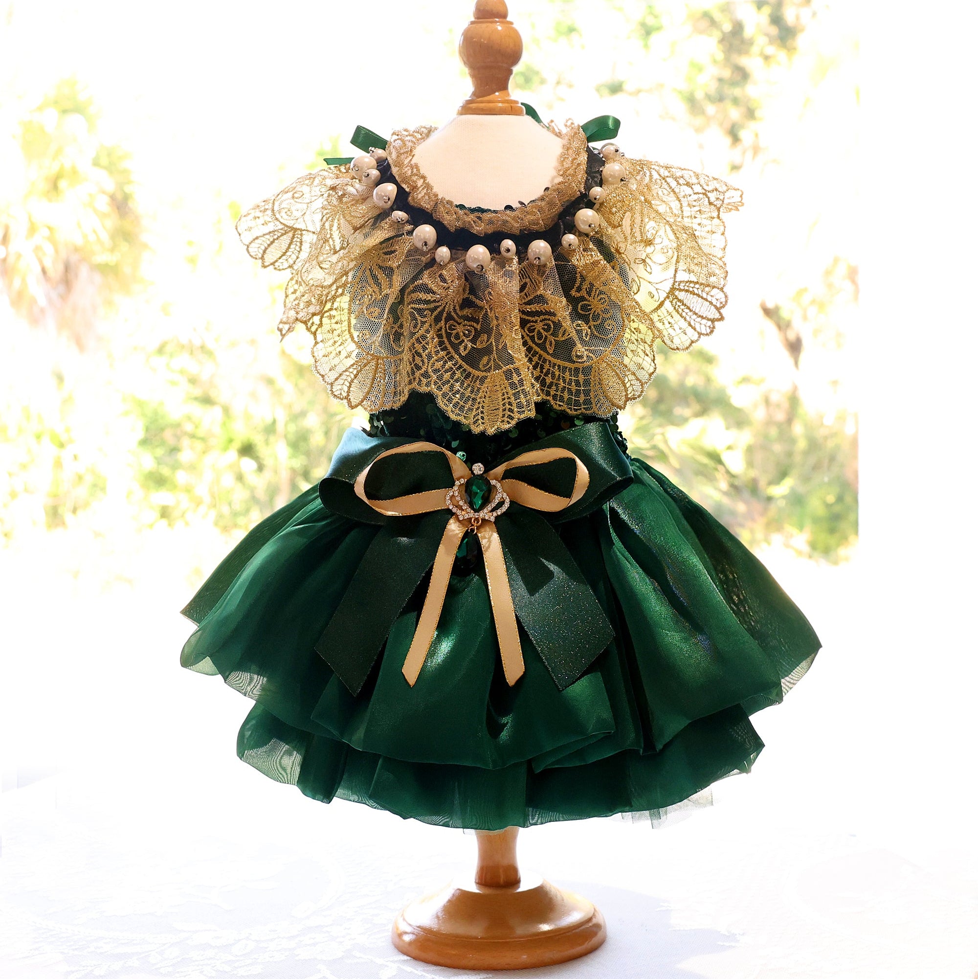 Green Velvet Emerald Pearl Dress | Dogs & Cats | Stella & Bone - Stella & Bone