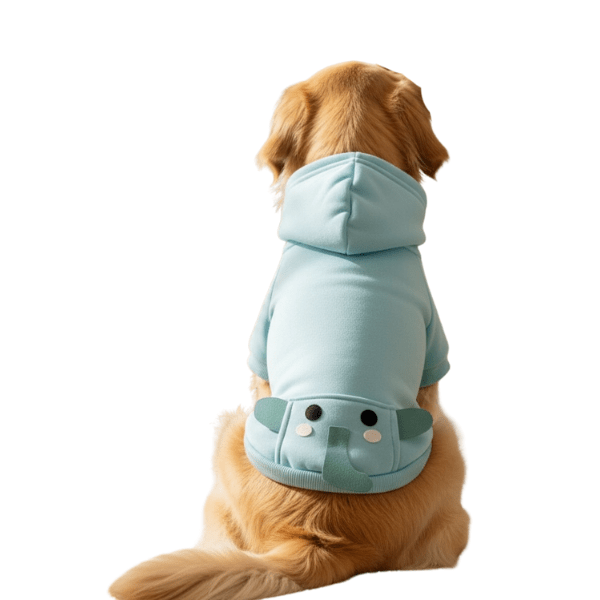 Small dog modeling Elephant Dreams Hoodie in home setting | Stella & Bone