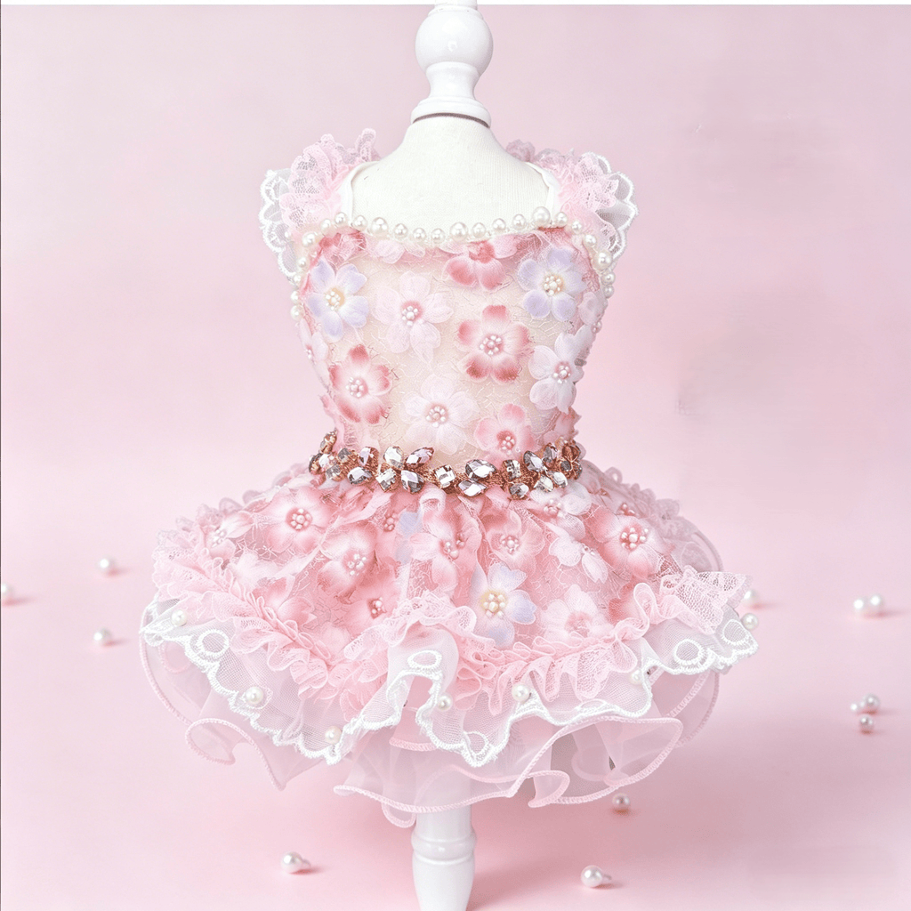 Pink Blossom Floral Princess Dress | Luxury Dog Clothing | Stella & Bone - Stella & Bone