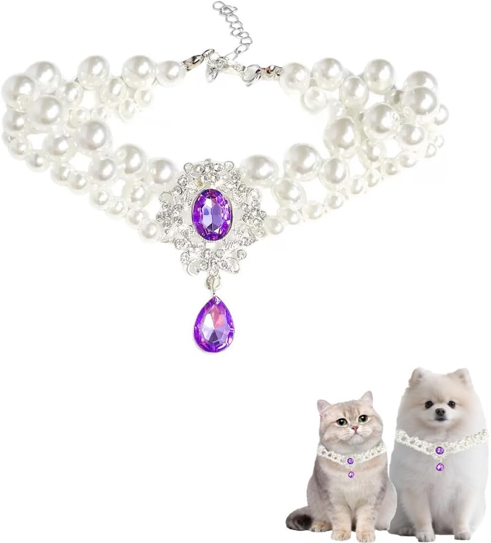 Royal Pearl Gem Pendant Pet Necklace | Luxury Dog & Cat Jewelry | Stella & Bone - Stella & Bone