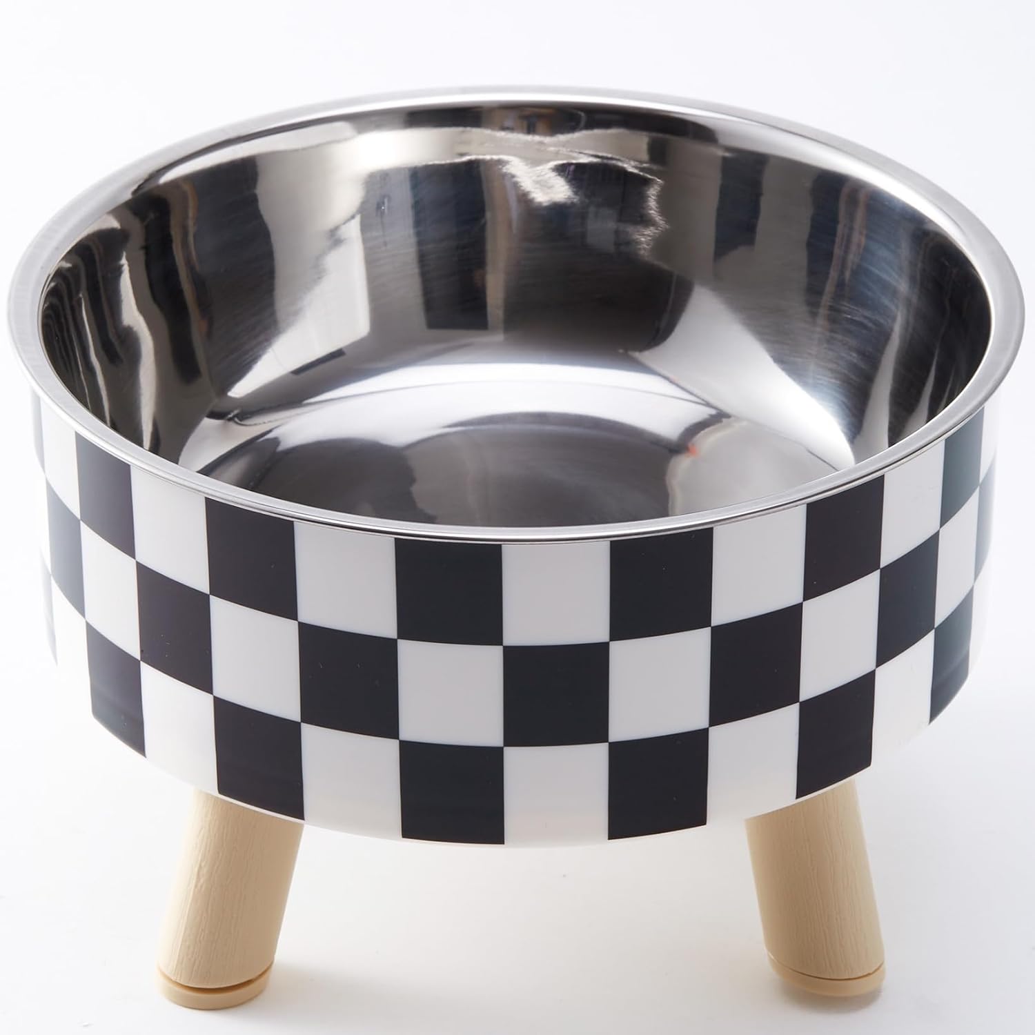 Elevated Pet Bowl with Legs | Checkered Stainless Steel | Stella & Bone - Stella & Bone