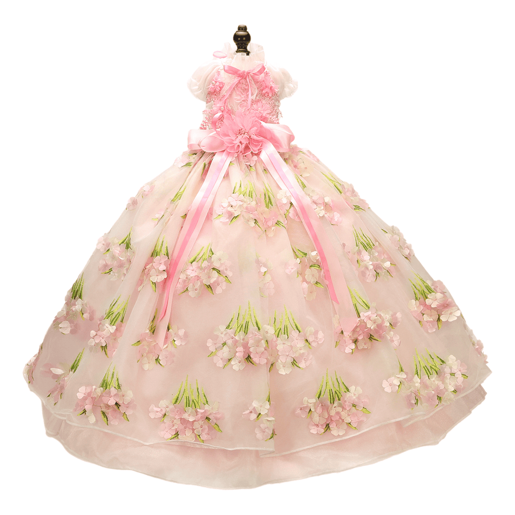 Pink Floral Tulle Dog Gown | Luxury Pet Dress with Bow | XS–XL | Stella & Bone - Stella & Bone