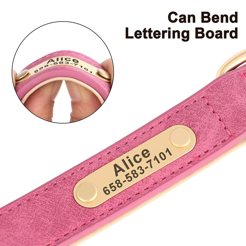Personalized Dog Collar | Custom Engraved PU Leather | 4 Designs & 5 Sizes | Stella & Bone - Stella & Bone