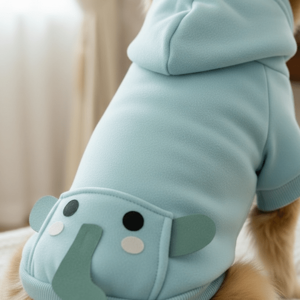 Blue elephant hoodie dog costume side view | Stella & Bone
