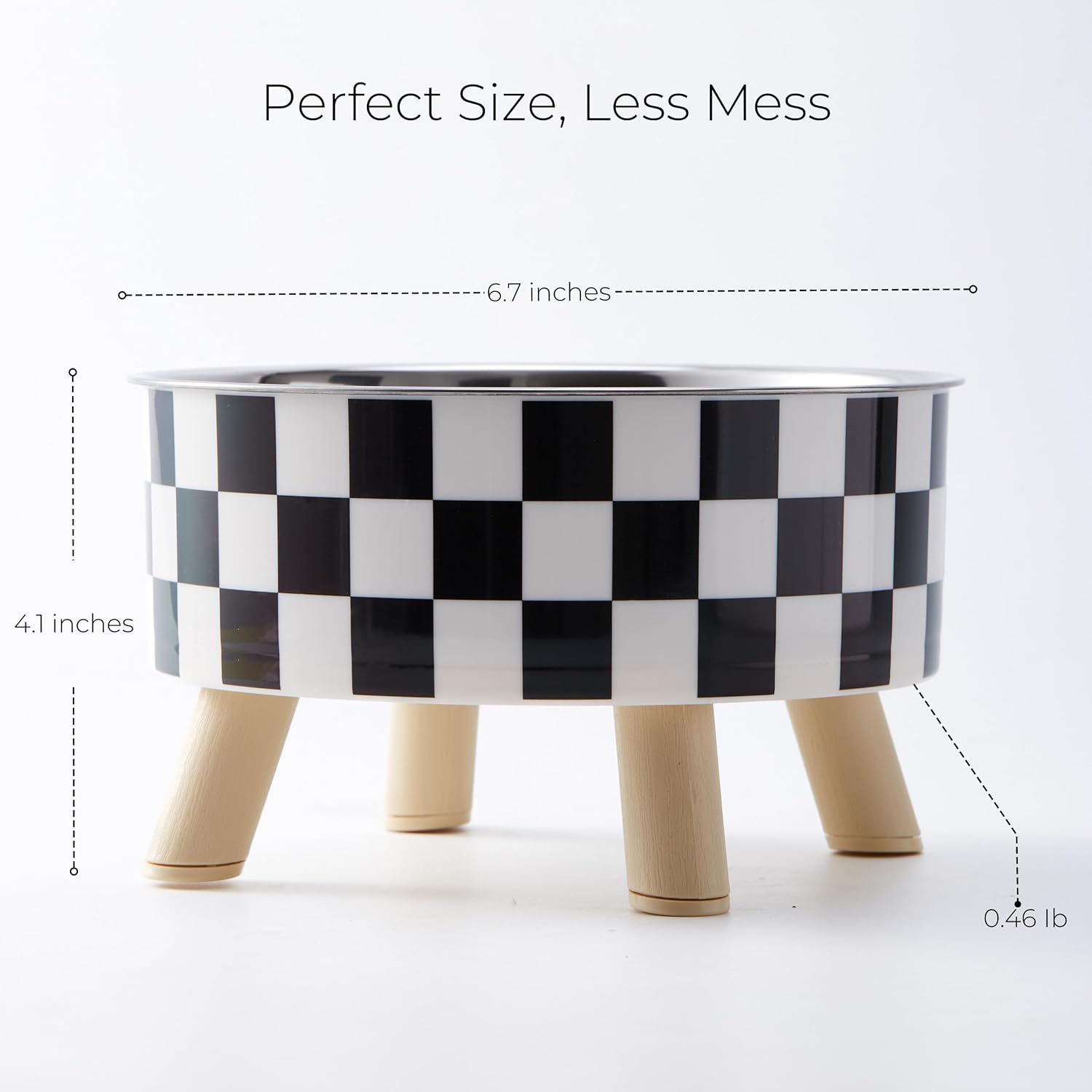 Elevated Pet Bowl with Legs | Checkered Stainless Steel | Stella & Bone - Stella & Bone