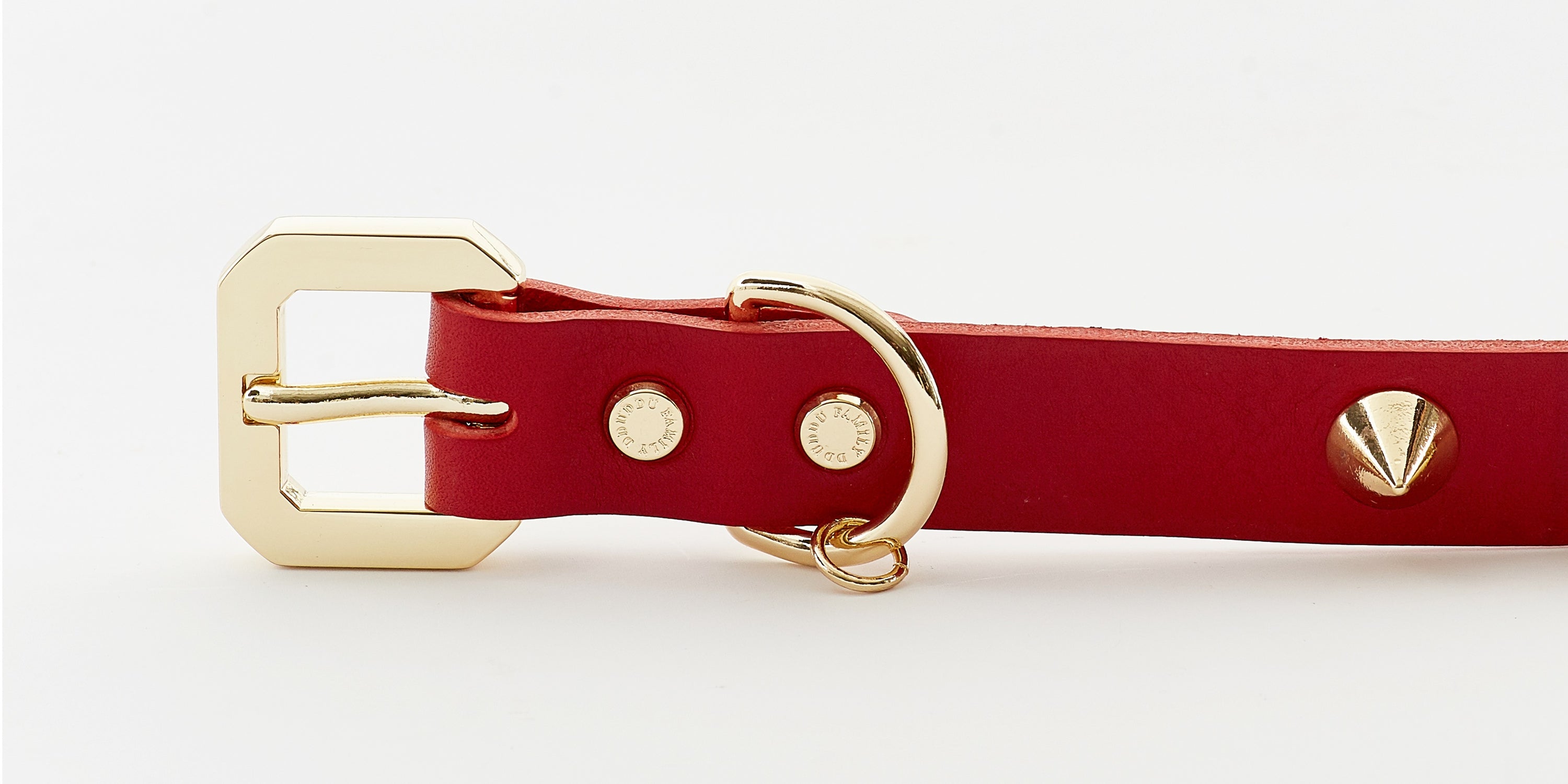 Golden Spike Leather Collar in Red | Dogs | Stella & Bone - Stella & Bone