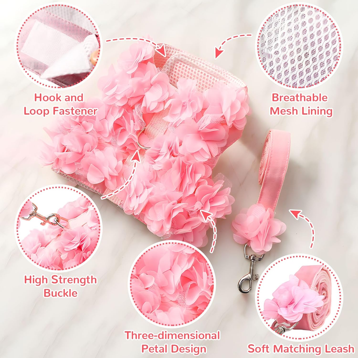3D Floral Harness & Leash Set | Luxury Dog & Cat Accessories | Stella & Bone - Stella & Bone