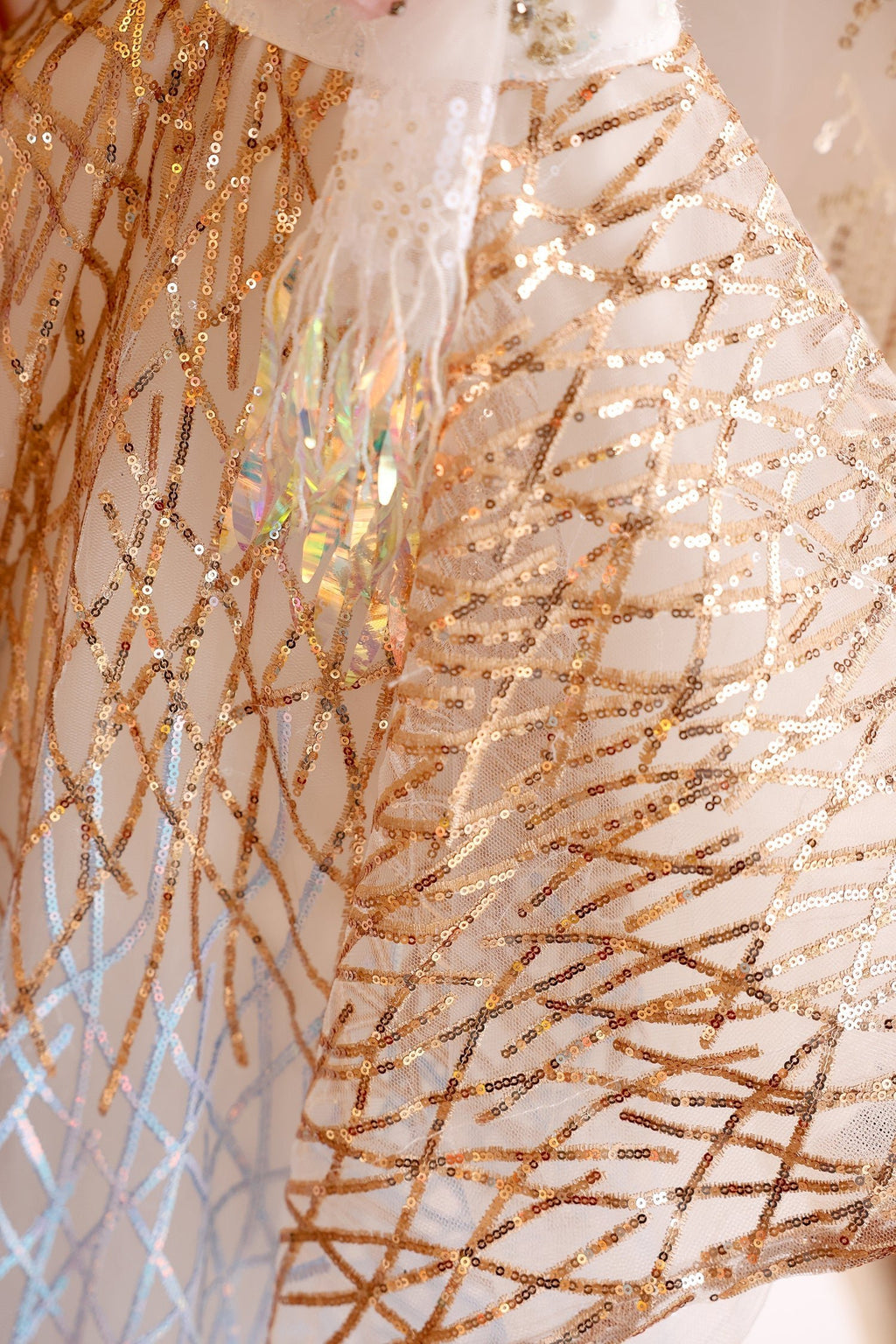 L'Aurore | Gold & Blue Pearl Princess Dog Gown | Stella & Bone