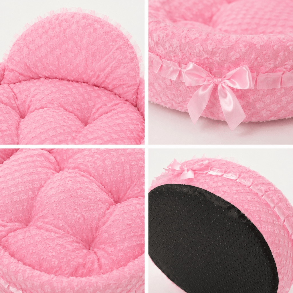 Luxury Pink Cat & Dog Bed | Soft Plush with Cushion | Stella & Bone - Stella & Bone