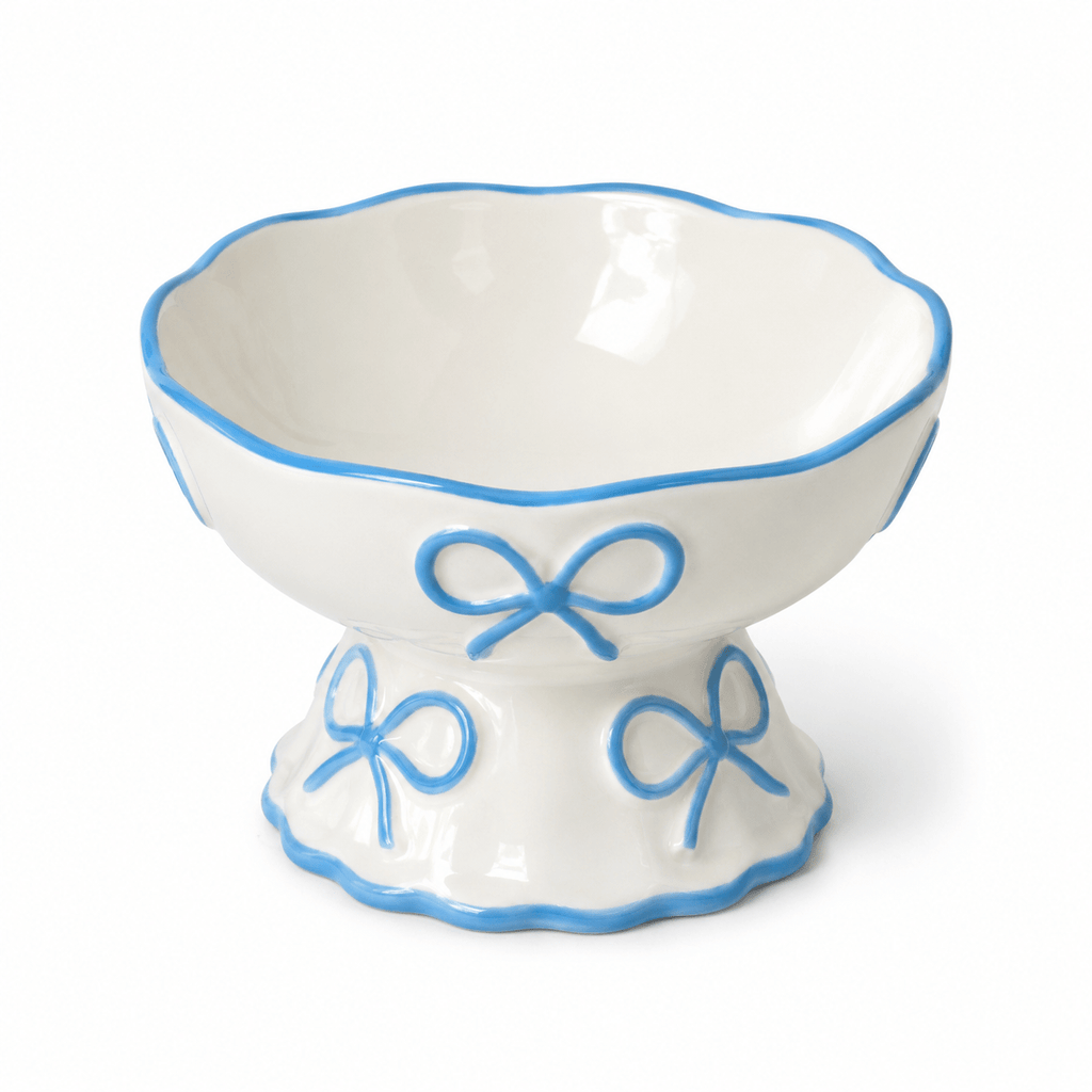 Bow & Scallop Ceramic Pet Bowl | Elevated Princess Feeding Bowl | Stella & Bone