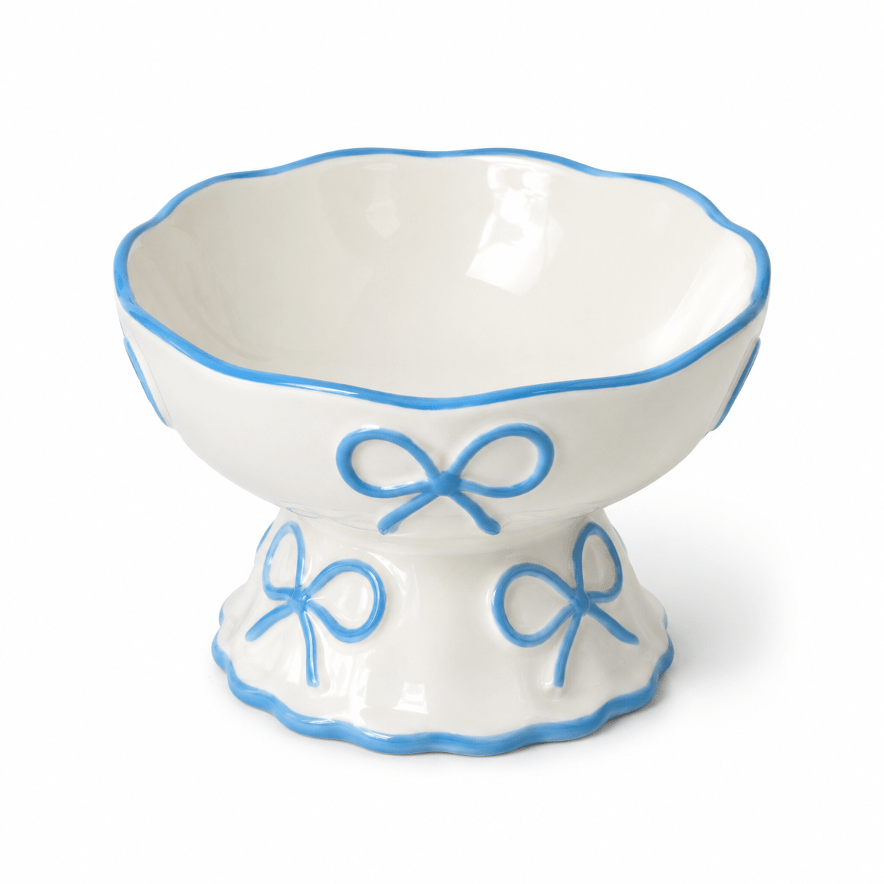 Bow & Scallop Ceramic Pet Bowl | Elevated Princess Feeding Bowl | Stella & Bone