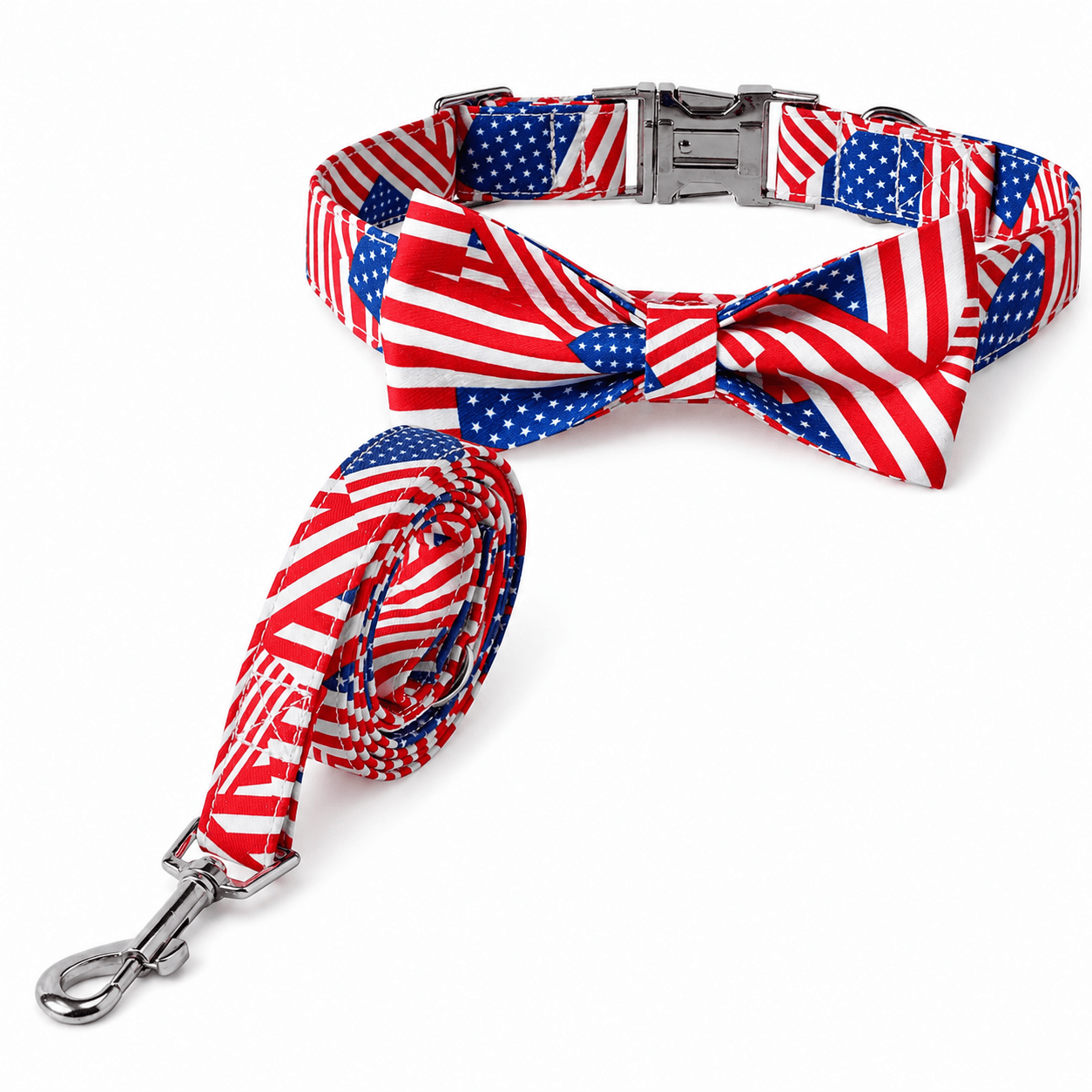 Patriotic Flag Collar Bow Tie & Leash Set | Dogs | Stella & Bone - Stella & Bone