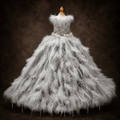 Ivory Swan Feather Bridal Dog Gown| Luxury Dog Wedding Dress | Stella & Bone - Stella & Bone