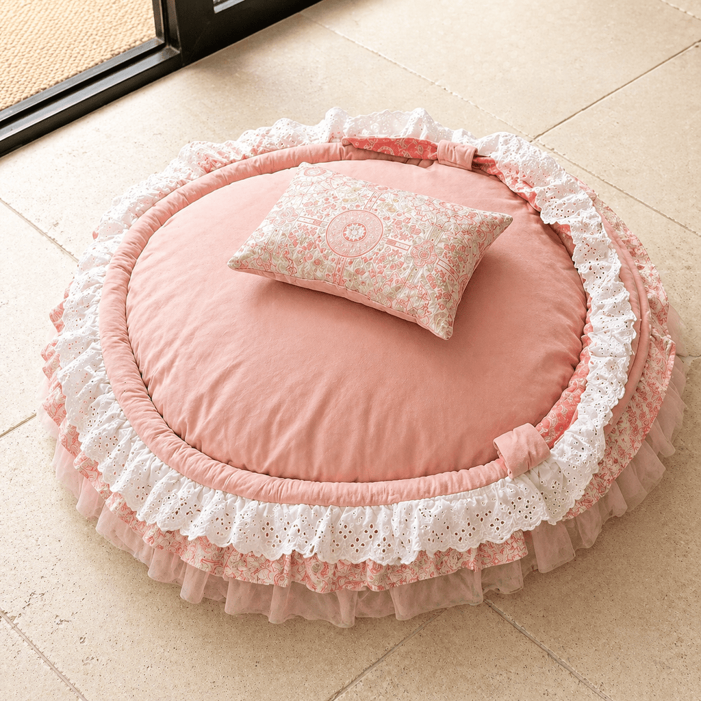 Royal Canopy Pet Bed  | Pink Lace with Removable Cushion | Stella & Bone - Stella & Bone