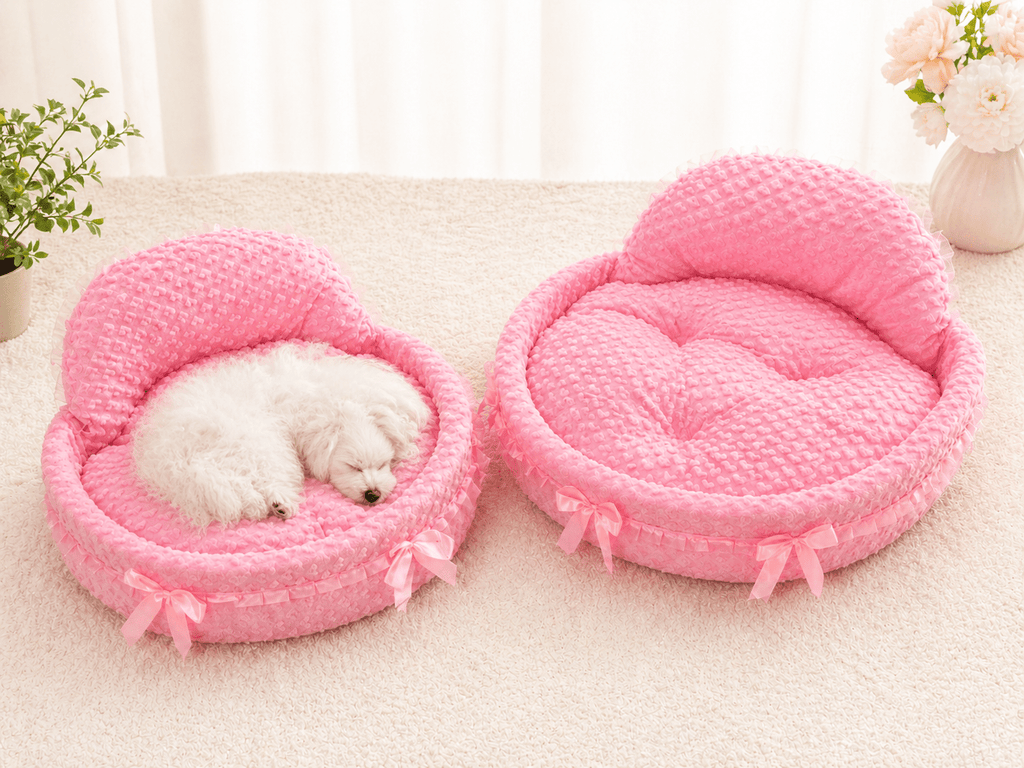 Luxury Pink Cat & Dog Bed | Soft Plush with Cushion | Stella & Bone - Stella & Bone