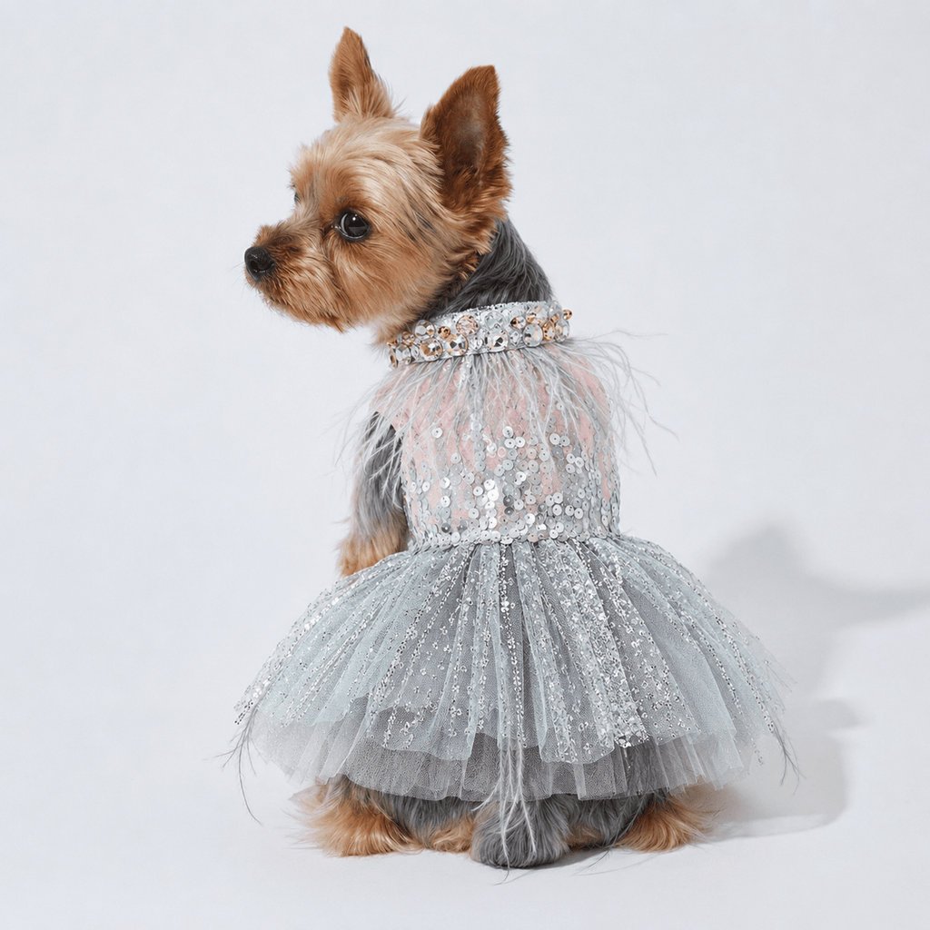 Sequin & Feather Glam Princess Dress | Luxury Dog Clothing | Stella & Bone - Stella & Bone