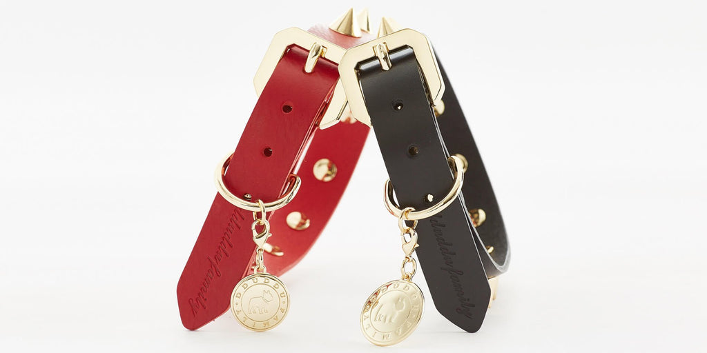 Golden Spike Leather Collar in Red | Dogs | Stella & Bone - Stella & Bone