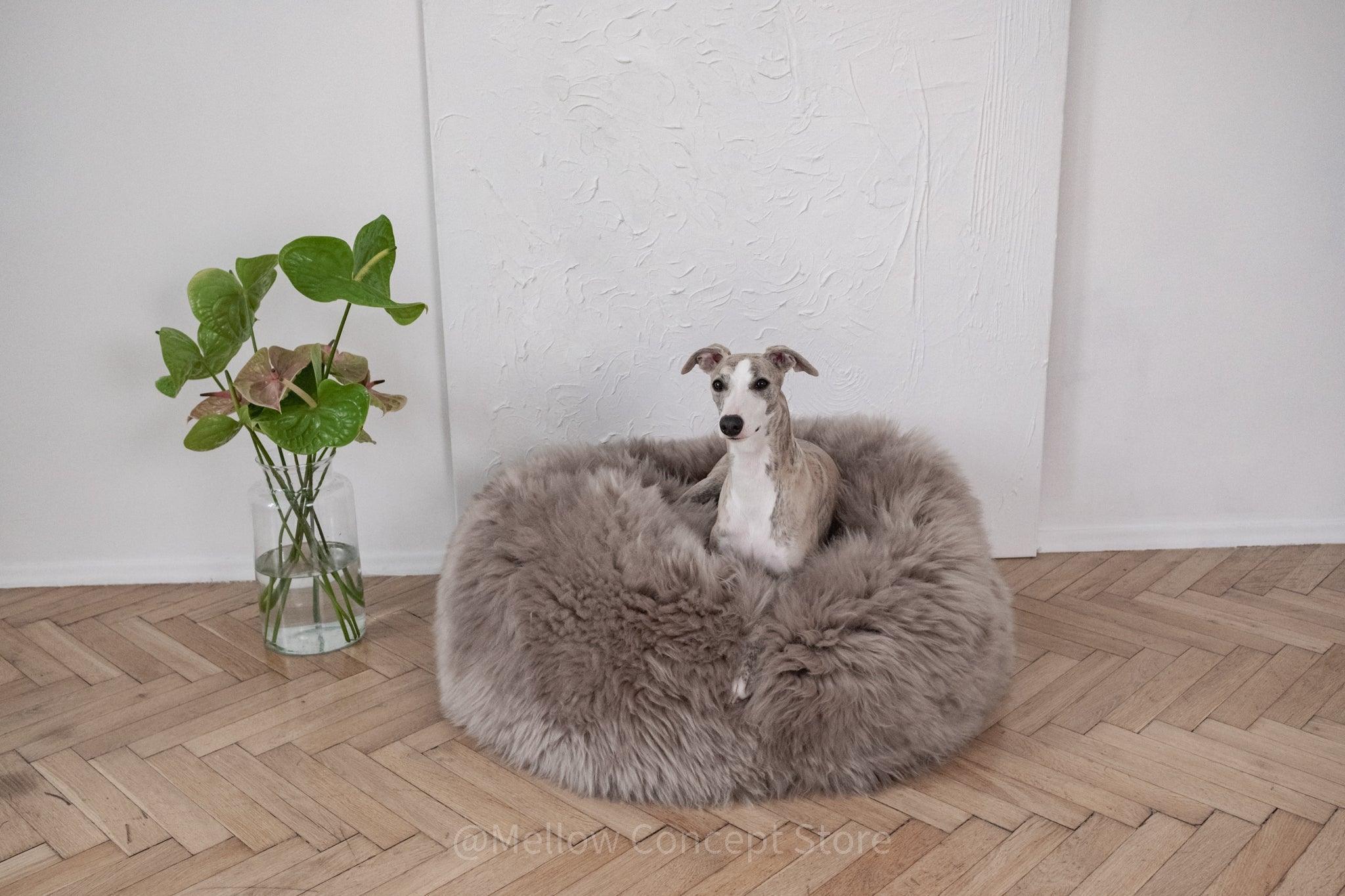 Oval Natural Sheepskin Cat Bed & Dog Bed | Greige | Stella & Bone - Stella & Bone