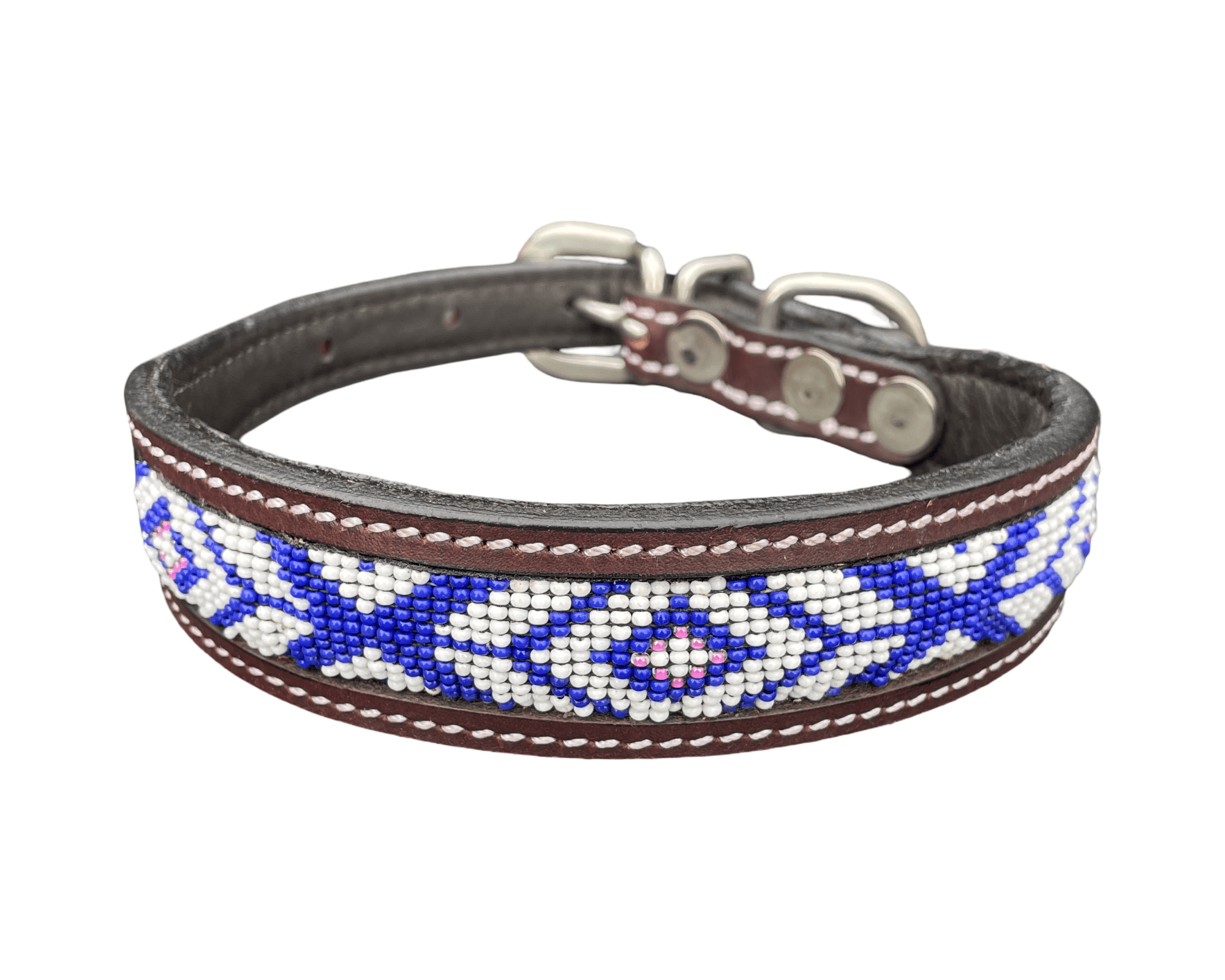 Beaded Leather Dog Collar | Hand - Beaded Genuine Leather | Stella & Bone - Stella & Bone