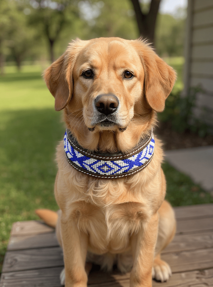 Beaded Leather Dog Collar | Hand - Beaded Genuine Leather | Stella & Bone - Stella & Bone