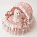 Royal Canopy Pet Bed | Pink Lace with Removable Cushion | Stella & Bone - Stella & Bone