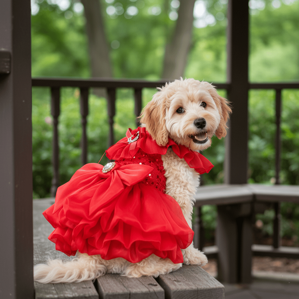 Crimson Ballgown Dog Dress | Layered Tulle Skirt | Stella & Bone