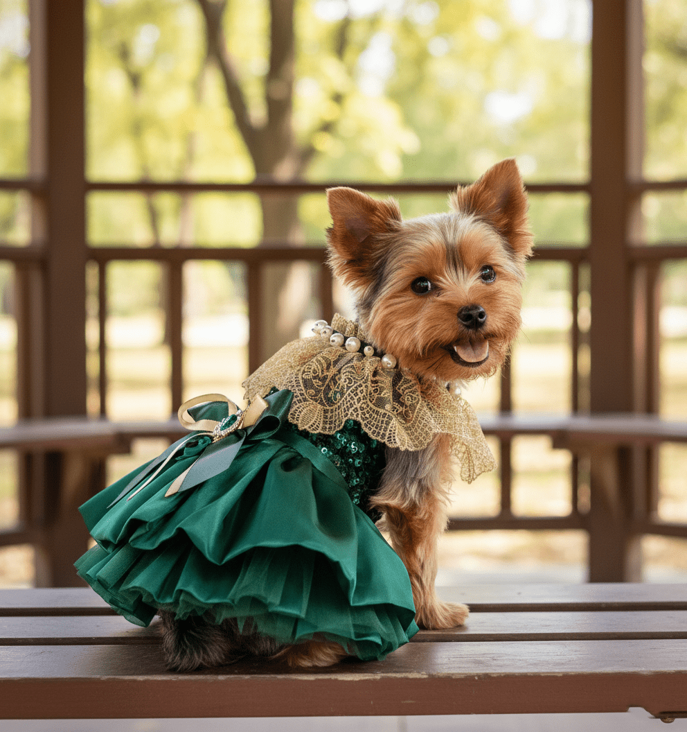 Green Velvet Emerald Pearl Dress | Dogs & Cats | Stella & Bone - Stella & Bone
