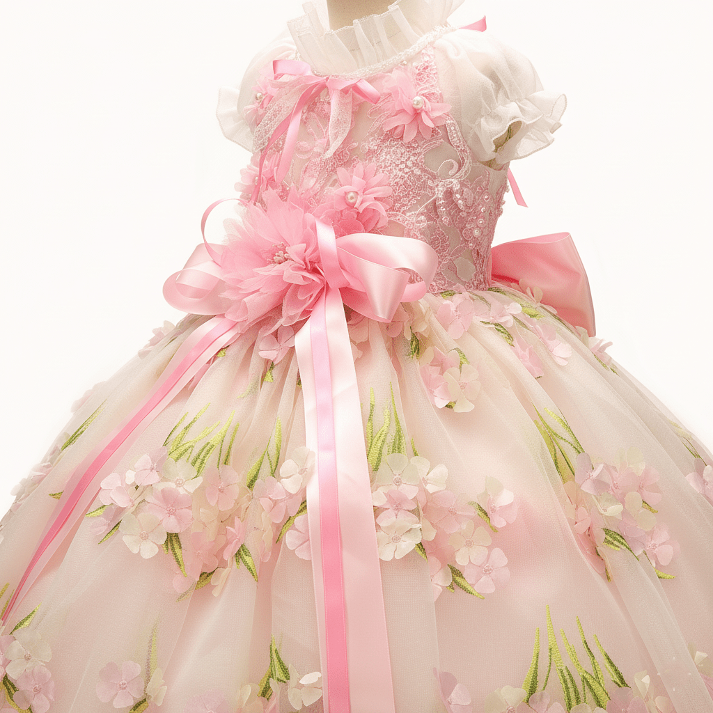 Pink Floral Tulle Dog Gown | Luxury Pet Dress with Bow | XS–XL | Stella & Bone - Stella & Bone