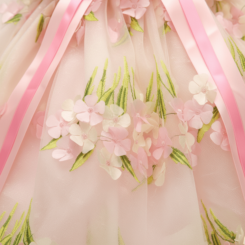 Pink Floral Tulle Dog Gown | Luxury Pet Dress with Bow | XS–XL | Stella & Bone - Stella & Bone