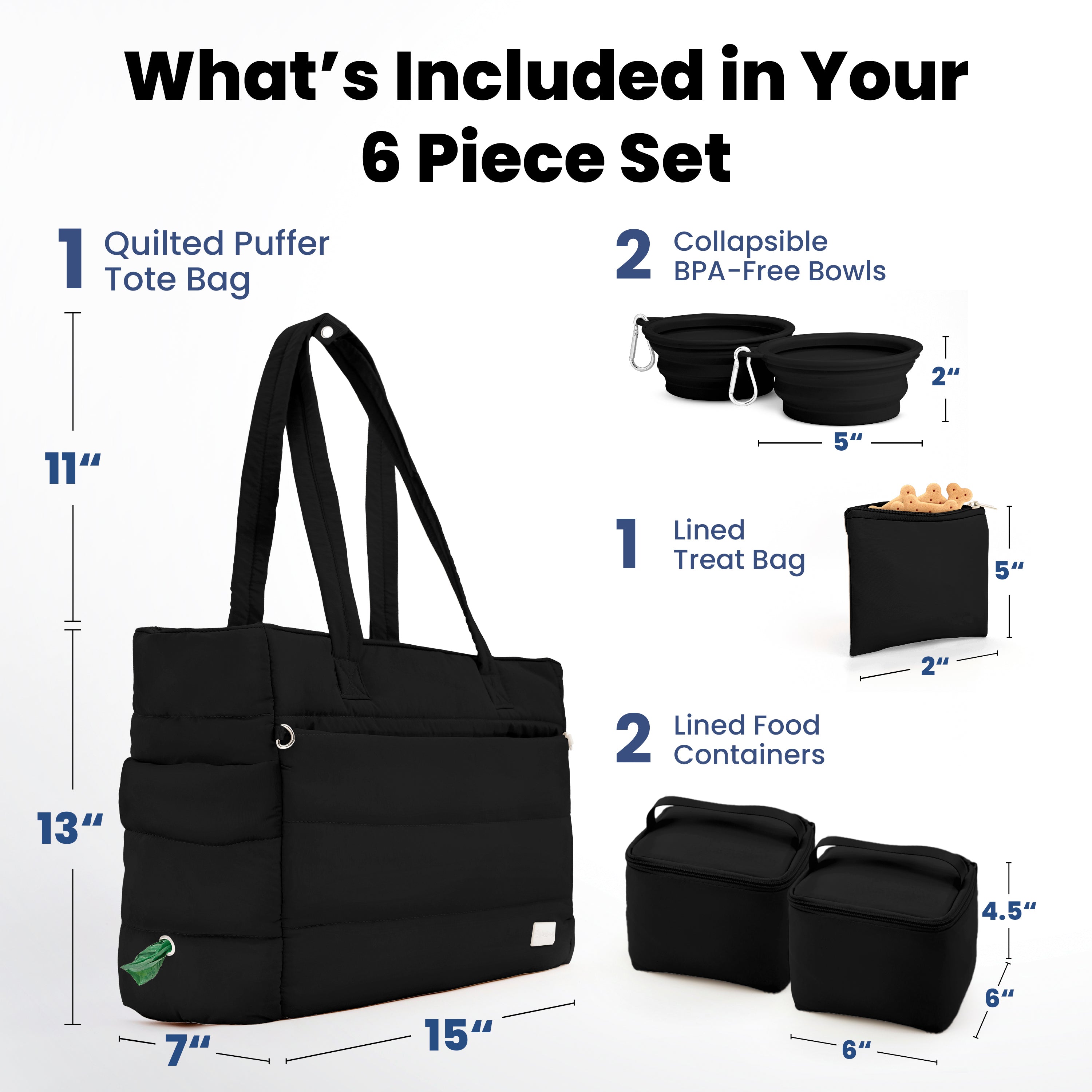 Dog Travel Tote Bag for Dog Moms | Quilted Tote with Dog Bowls & Pockets | Stella & Bone - Stella & Bone