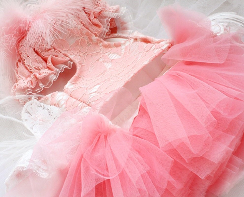 Pink Swan Feather Tutu Dress | Luxury Dog Clothing | Stella & Bone - Stella & Bone
