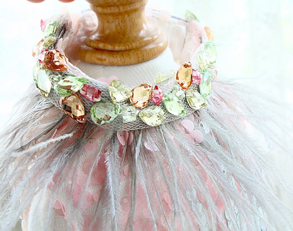 Sequin & Feather Glam Princess Dress | Luxury Dog Clothing | Stella & Bone - Stella & Bone
