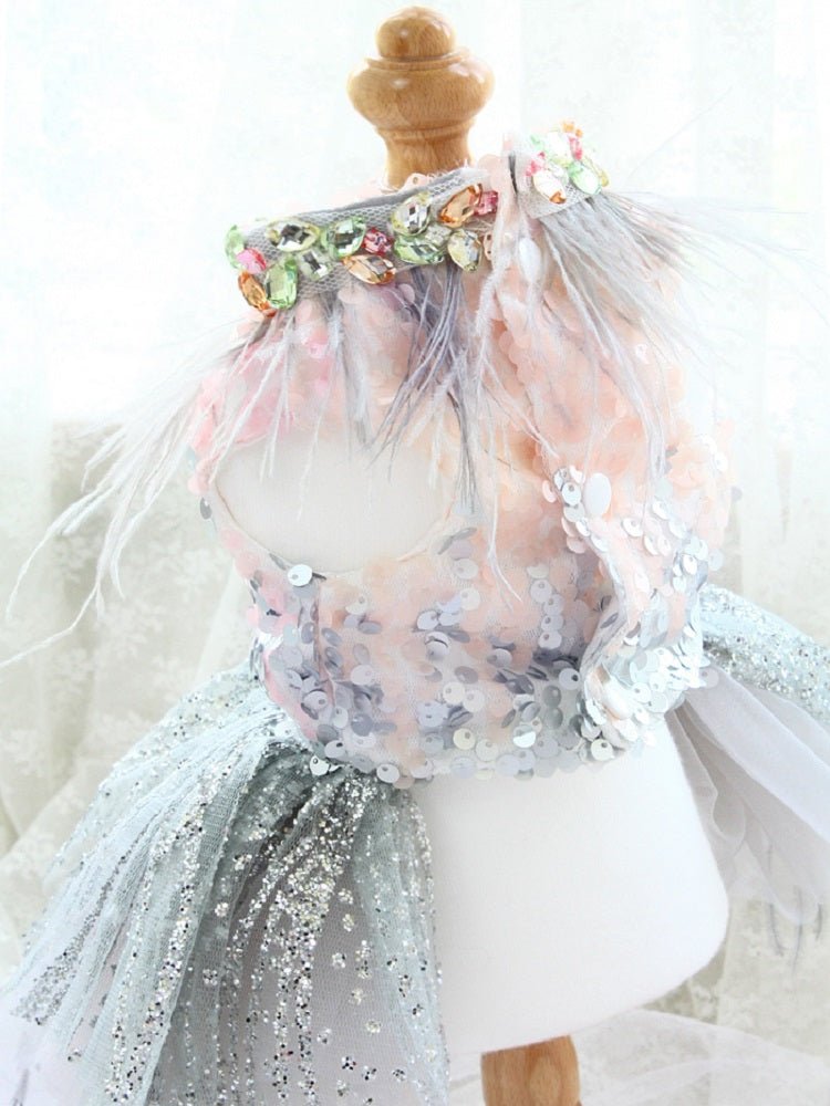 Sequin & Feather Glam Princess Dress | Luxury Dog Clothing | Stella & Bone - Stella & Bone