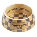 Checkered Melamine Pet Bowl | Brown + Placemat Set | Stella & Bone - Stella & Bone