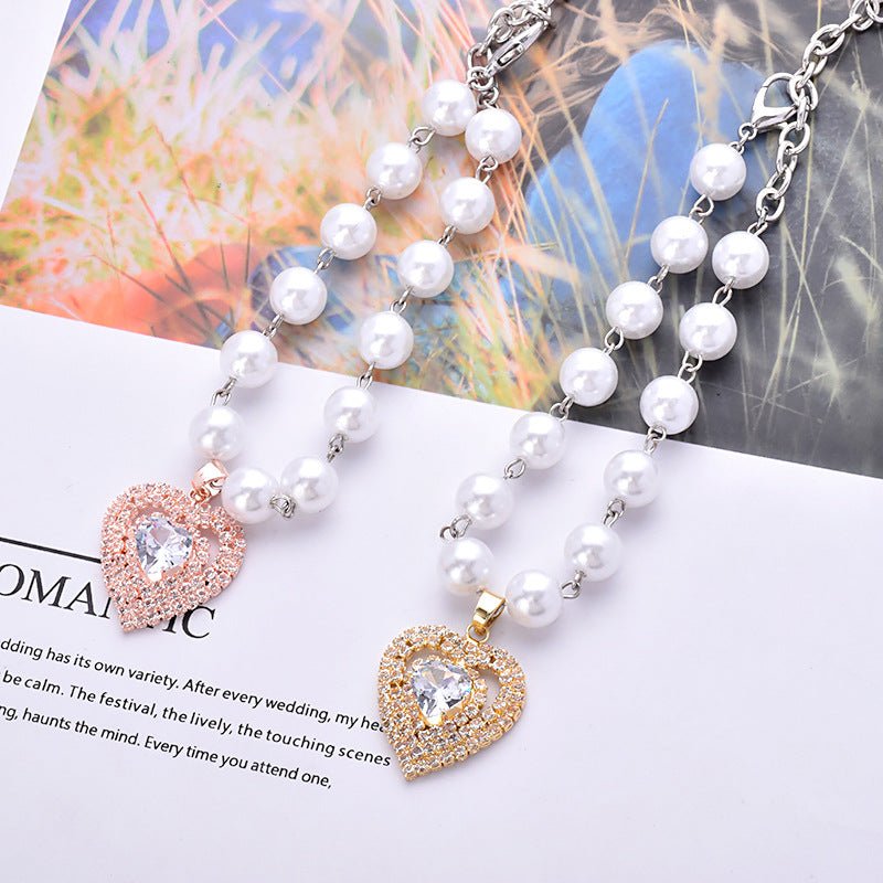 Heart Charm Pearl Necklace | Elegant & Romantic | Dogs & Cats | Stella & Bone - Stella & Bone