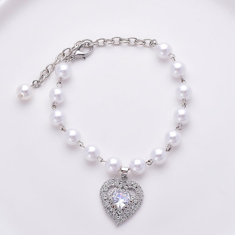 Heart Charm Pearl Necklace | Elegant & Romantic | Dogs & Cats | Stella & Bone - Stella & Bone